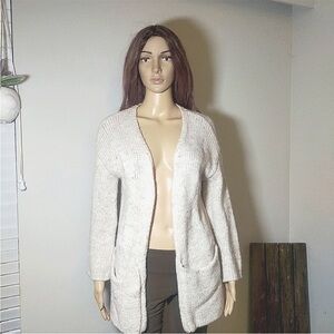 Aerie cardigan sweater Cream Long wool alpaca Chunky Knit Open Front Oversized